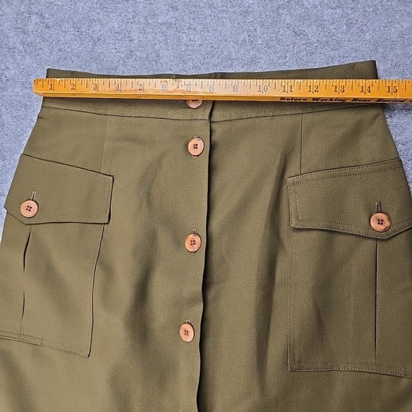 Vintage Euro Linea Italy New York Wool Long Skirt Green Size 10 - Picture 4 of 8